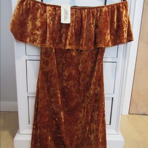 NWT Crushed Velvet Bodycon off the shoulder dress
